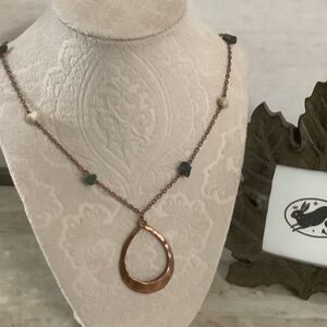 Chic Copper Teardrop Necklace with Beaded Details